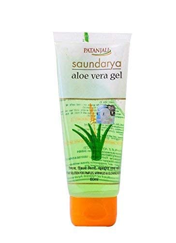 Patanjali Saundarya Aloevera Gel Kesar Chandan 60ml For Men, Women, Anti-Acne & Pimples, For all Skin Types