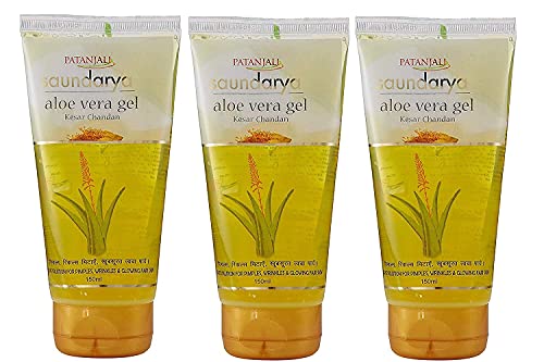 Patanjali Saundarya Aloevera Gel Kesar Chandan 60ml For Men, Women, Anti-Acne & Pimples, For all Skin Types