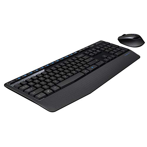 Logitech MK345 Wireless Keyboard and Mouse Set Full-Sized Keyboard with Palm Rest and Comfortable Right-Handed Mouse, 2.4 GHz Wireless USB Receiver, Compatible with PC, Laptop - Black