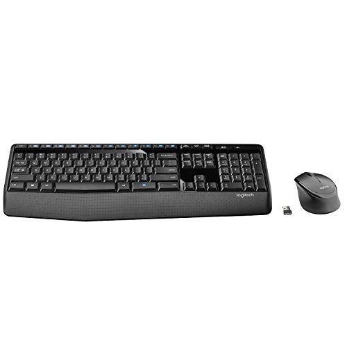 Logitech MK345 Wireless Keyboard and Mouse Set Full-Sized Keyboard with Palm Rest and Comfortable Right-Handed Mouse, 2.4 GHz Wireless USB Receiver, Compatible with PC, Laptop - Black