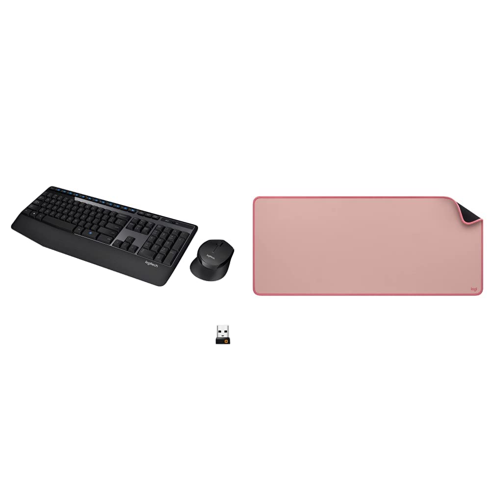 Logitech MK345 Wireless Keyboard and Mouse Set Full-Sized Keyboard with Palm Rest and Comfortable Right-Handed Mouse, 2.4 GHz Wireless USB Receiver, Compatible with PC, Laptop - Black