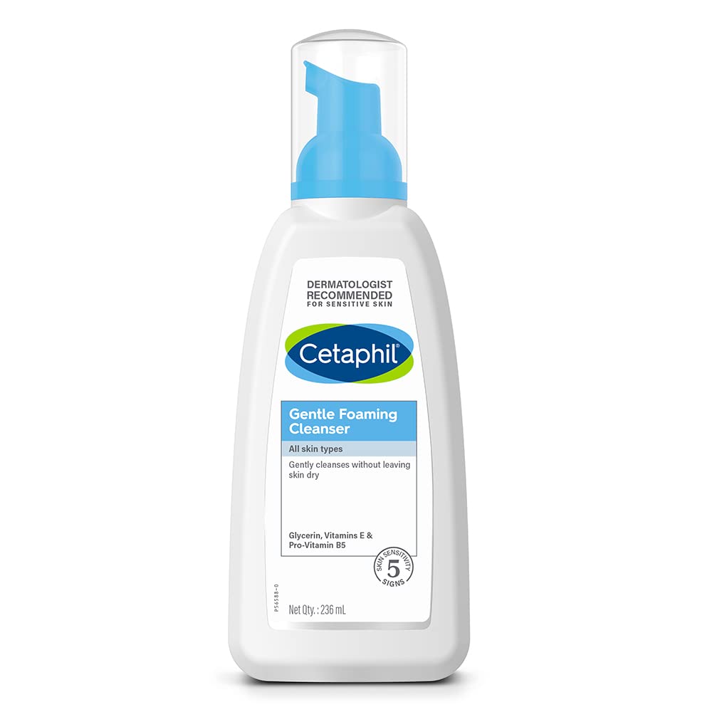 Cetaphil Face Wash Gentle Foaming Cleanser For All Skin Types - 236 Ml| Foaming Face Wash With Vitamin E, B5| Dermatologist Recommended| Paraben, Sulphate Free