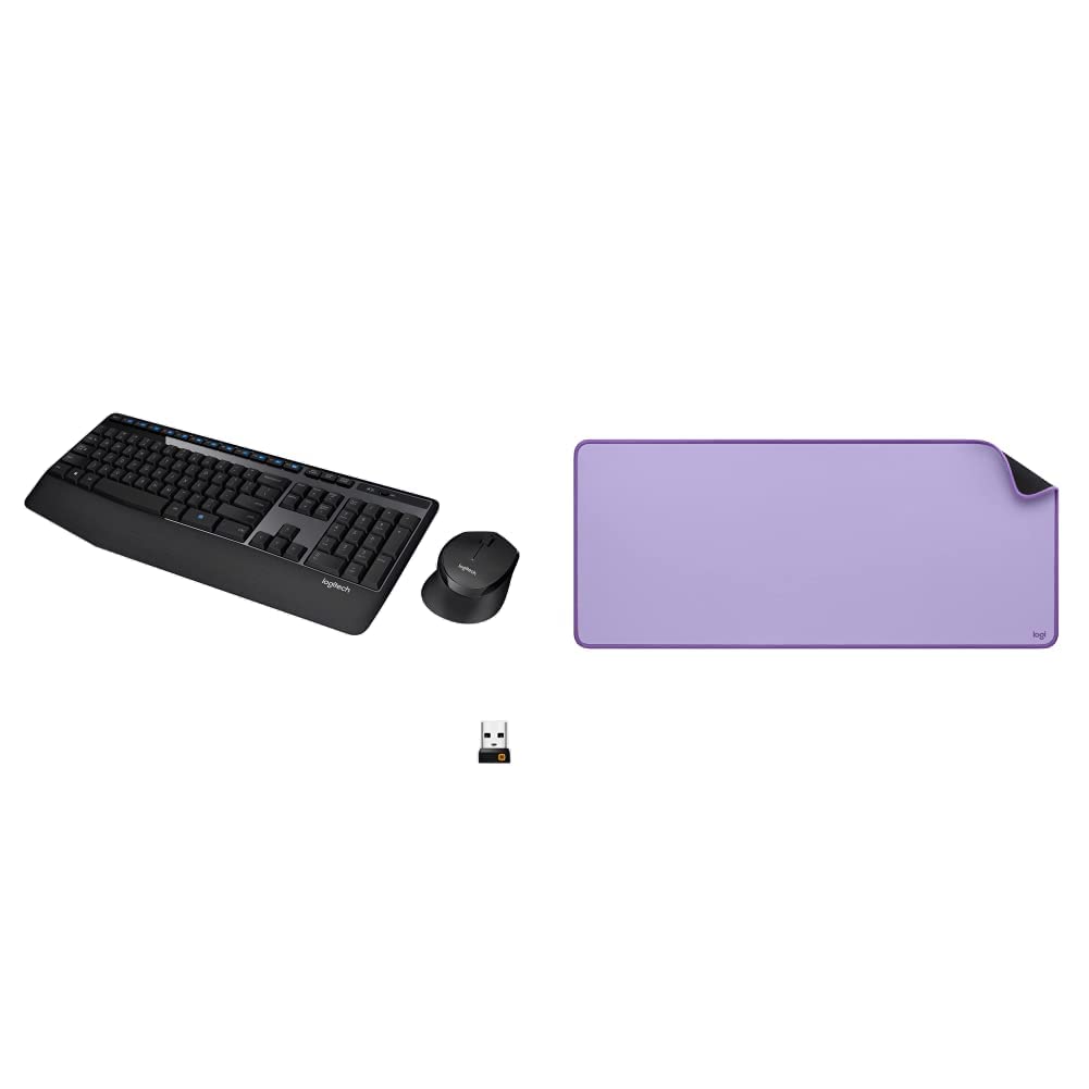 Logitech MK345 Wireless Keyboard and Mouse Set Full-Sized Keyboard with Palm Rest and Comfortable Right-Handed Mouse, 2.4 GHz Wireless USB Receiver, Compatible with PC, Laptop - Black