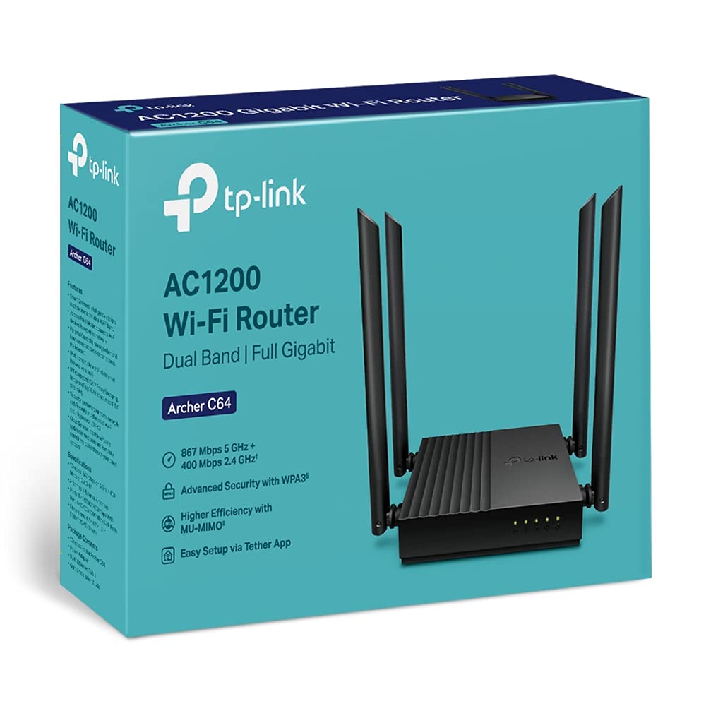 TP-Link Archer C60 AC1350 Dual Band Wireless, Wi-Fi Speed Up to 867 Mbps/5 GHz + 450 Mbps/2.4 GHz, Supports Parental Control, Guest WiFi, MU-MIMO Router, Qualcomm Chipset- White