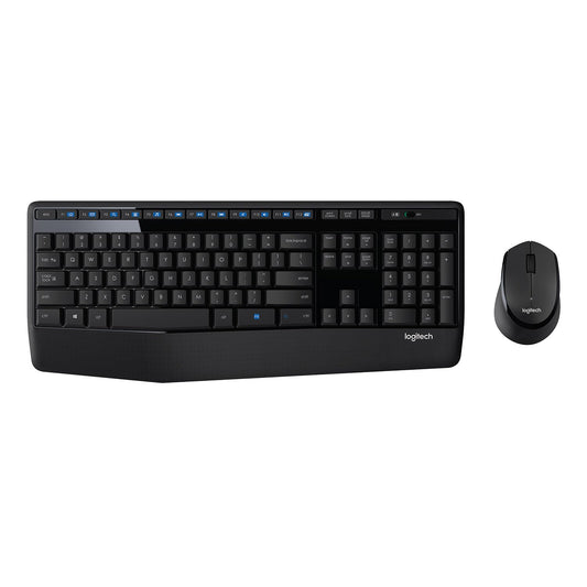 Logitech MK345 Wireless Keyboard and Mouse Set Full-Sized Keyboard with Palm Rest and Comfortable Right-Handed Mouse, 2.4 GHz Wireless USB Receiver, Compatible with PC, Laptop - Black