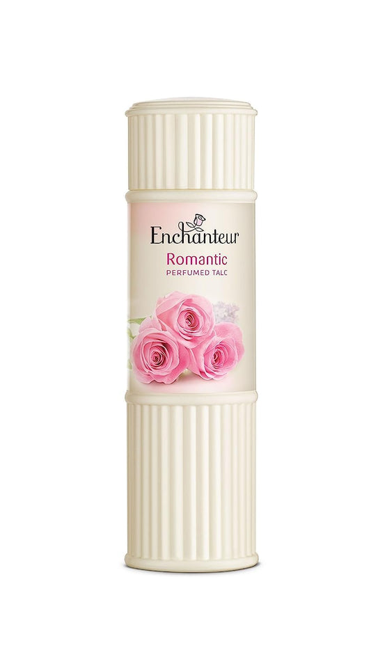 Enchanteur Romantic Perfumed Talcum Powder with Floral French Fragrance for Women| Refreshing & Soothing Talc with Fine Texture| Absorbs Moisture & Prevents Odour| 250g