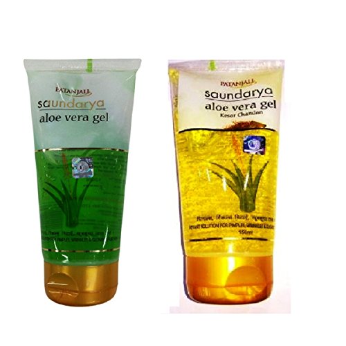 Patanjali Saundarya Aloevera Gel Kesar Chandan 60ml For Men, Women, Anti-Acne & Pimples, For all Skin Types