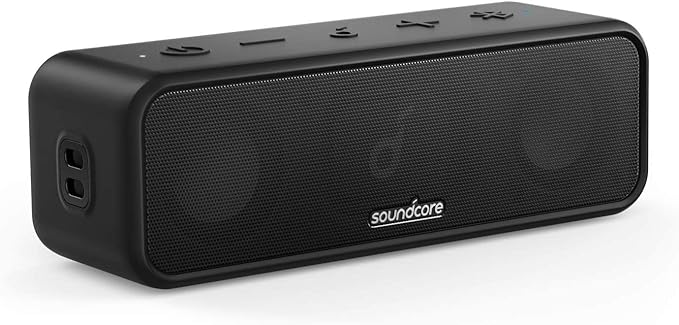 Soundcore 3 by Anker Soundcore, Bluetooth Speaker with Stereo Sound, Pure Titanium Diaphragm Drivers, PartyCast Technology, BassUp, 24H Playtime, IPX7 Waterproof, App, Custom EQ, Home, Outdoor, Beach