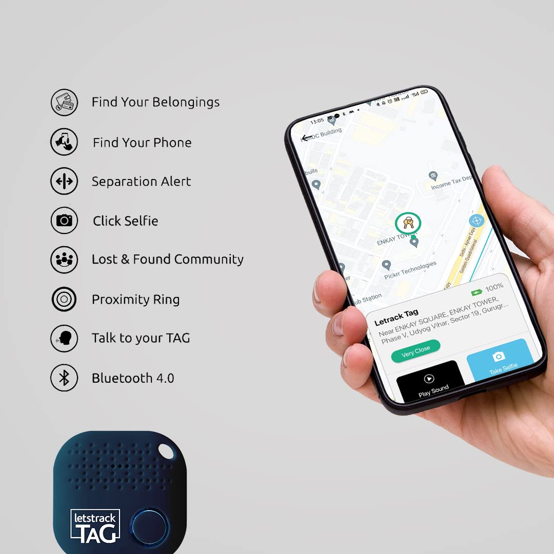 LETSTRACK HUMANISING TECHNOLOGY TAG Smart Bluetooth Key, Phone Lost Item Tracker (Blue)