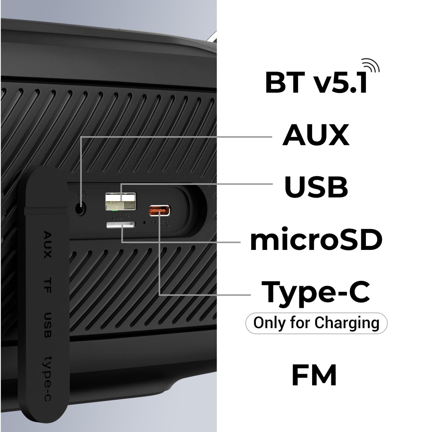 Zebronics Music Bomb X Pro 20W Output, Portable Wireless Speaker with Bluetooth 5.1, 22h Backup, TWS, USB, mSD, AUX, FM, Call Function and RGB LED Lights