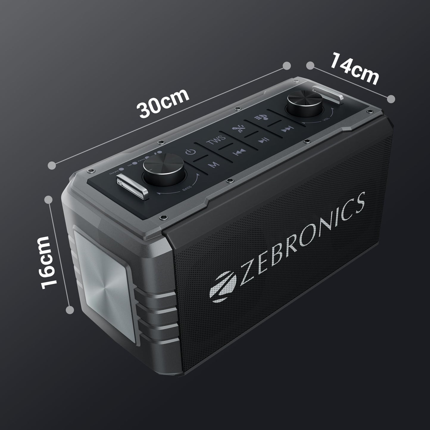 Zebronics Music Bomb X Pro 20W Output, Portable Wireless Speaker with Bluetooth 5.1, 22h Backup, TWS, USB, mSD, AUX, FM, Call Function and RGB LED Lights