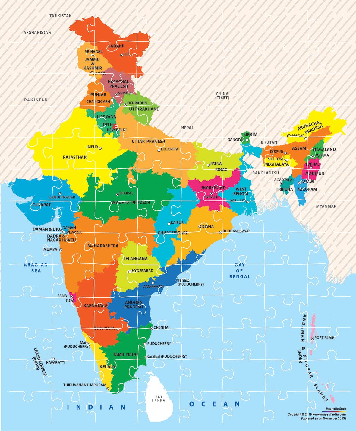 Funskool Play, Read & Learn India Toy Map, Educational, 104 Pieces, Puzzle, For 6 year Old Kids And Above, Multi Color