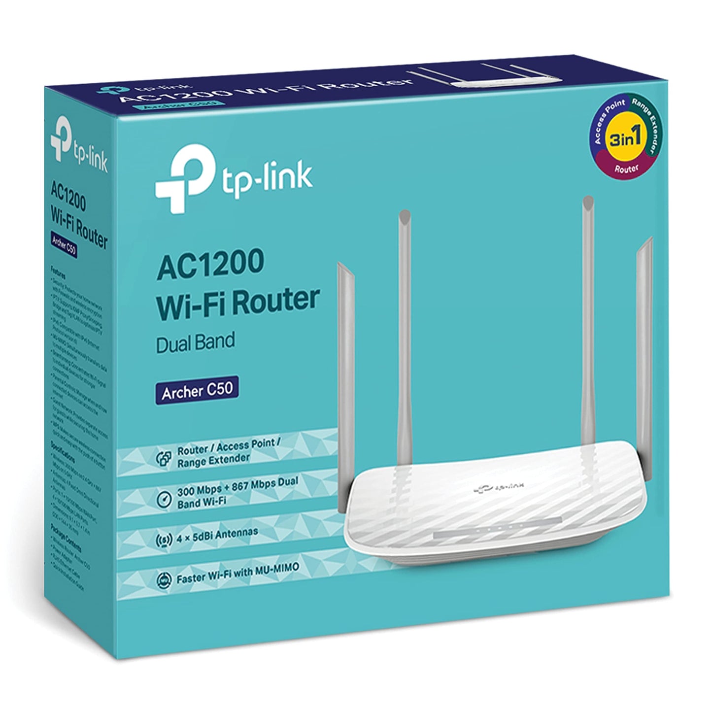 TP-Link Archer C60 AC1350 Dual Band Wireless, Wi-Fi Speed Up to 867 Mbps/5 GHz + 450 Mbps/2.4 GHz, Supports Parental Control, Guest WiFi, MU-MIMO Router, Qualcomm Chipset- White