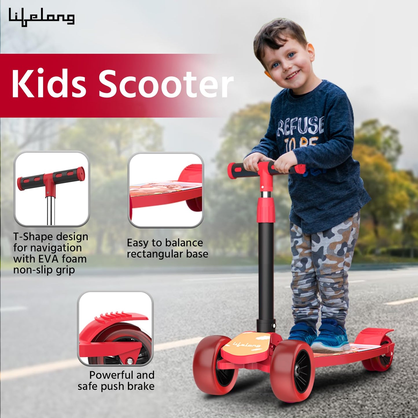 Lifelong Kick Scooter with Adjustable Height | Foldable Scooter | Skate Scooter for Kids with PVC Wheel | Max User Weight - 50 kg, Pink & Blue, 6 Months Manufacturer's Warranty, LLKS03