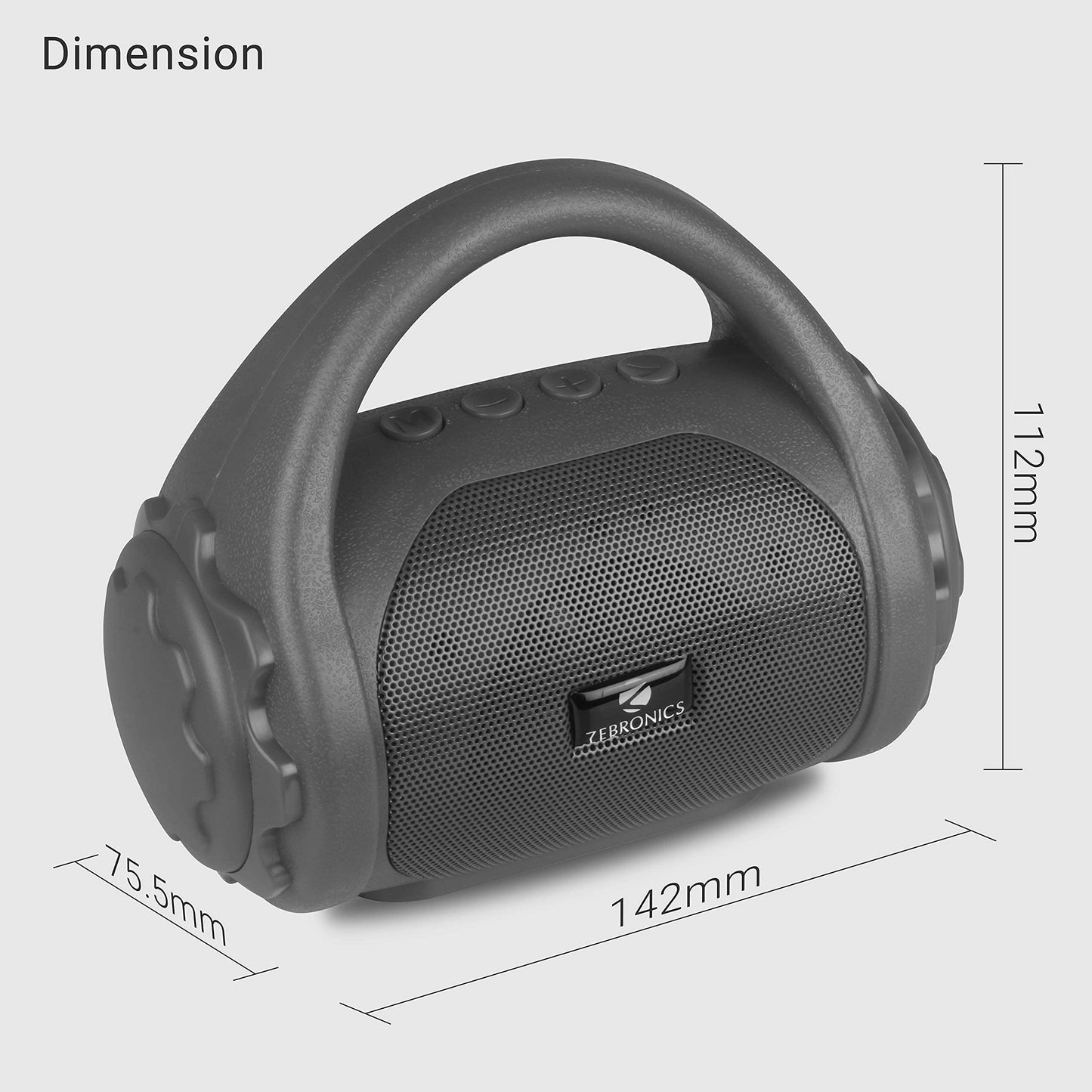 Zebronics ZEB-COUNTY 3W Wireless Bluetooth Portable Speaker With Supporting Carry Handle, USB, SD Card, AUX, FM & Call Function. (Green)