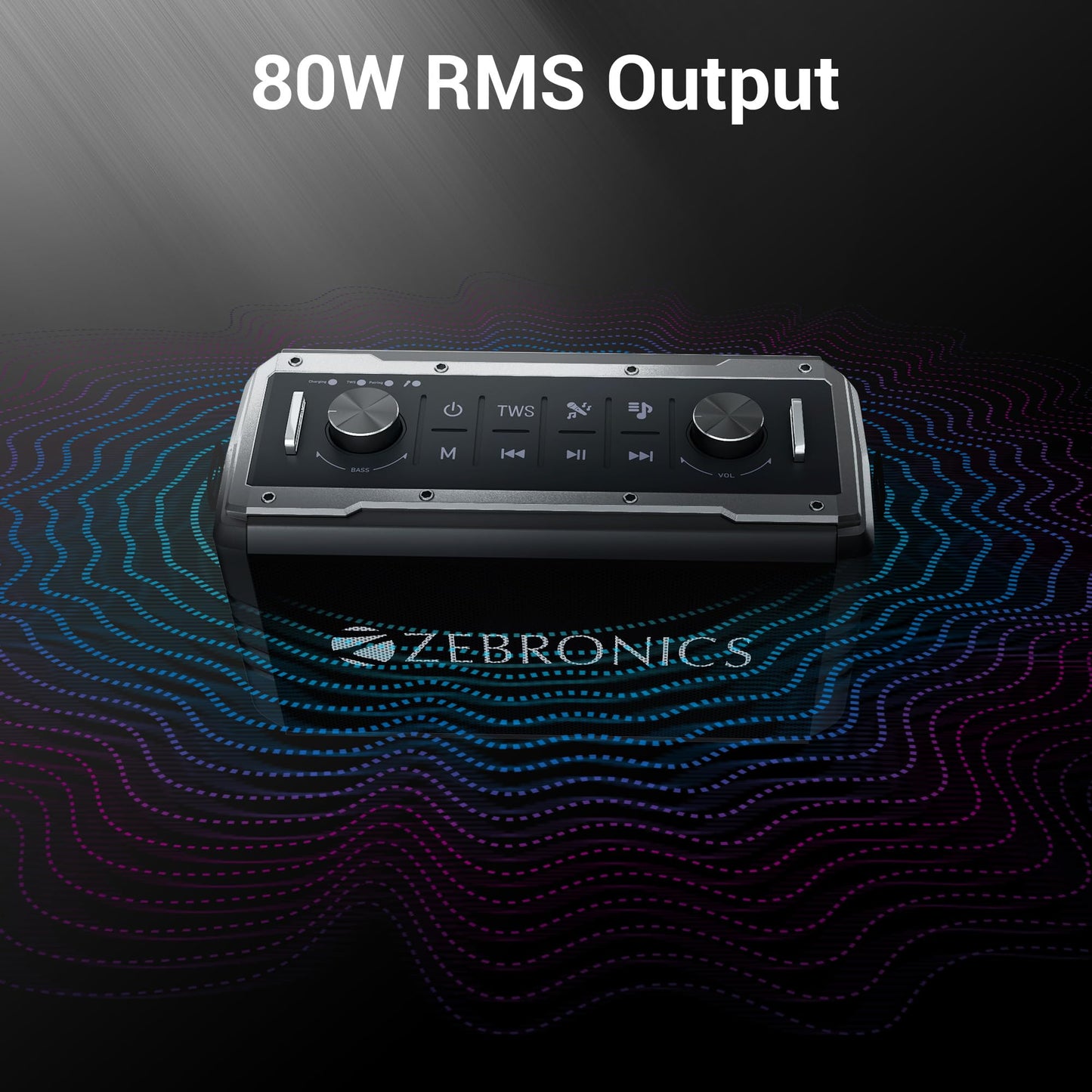 Zebronics Music Bomb X Pro 20W Output, Portable Wireless Speaker with Bluetooth 5.1, 22h Backup, TWS, USB, mSD, AUX, FM, Call Function and RGB LED Lights