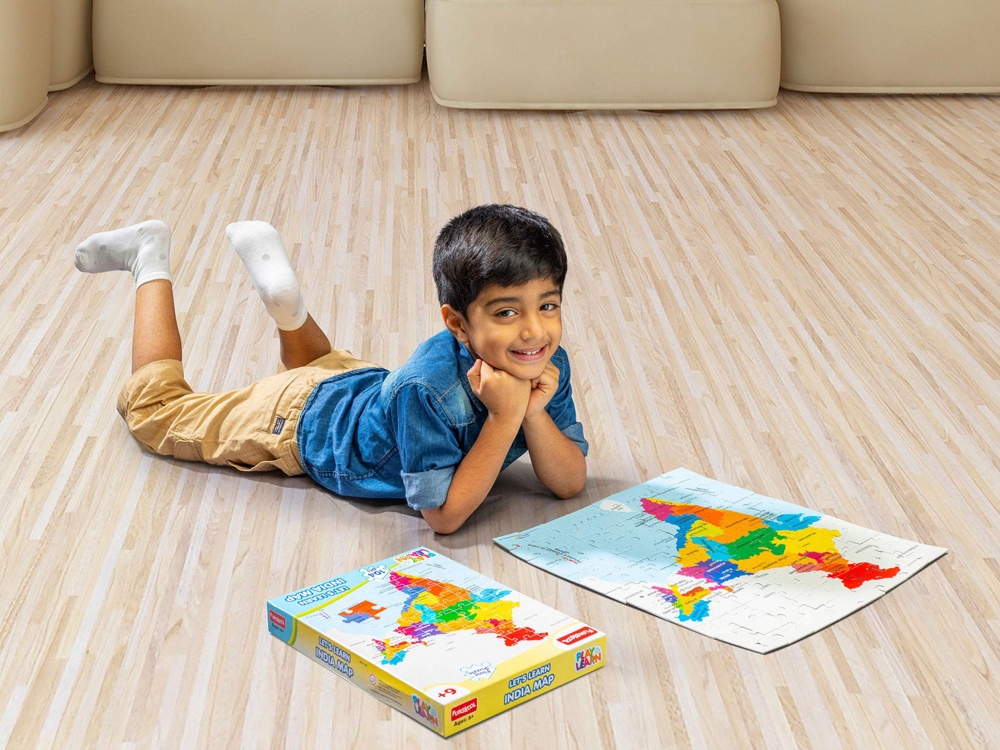 Funskool Play, Read & Learn India Toy Map, Educational, 104 Pieces, Puzzle, For 6 year Old Kids And Above, Multi Color