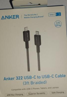 Anker Cable 322 USB-C to USB- C (3 ft. Braided) Black